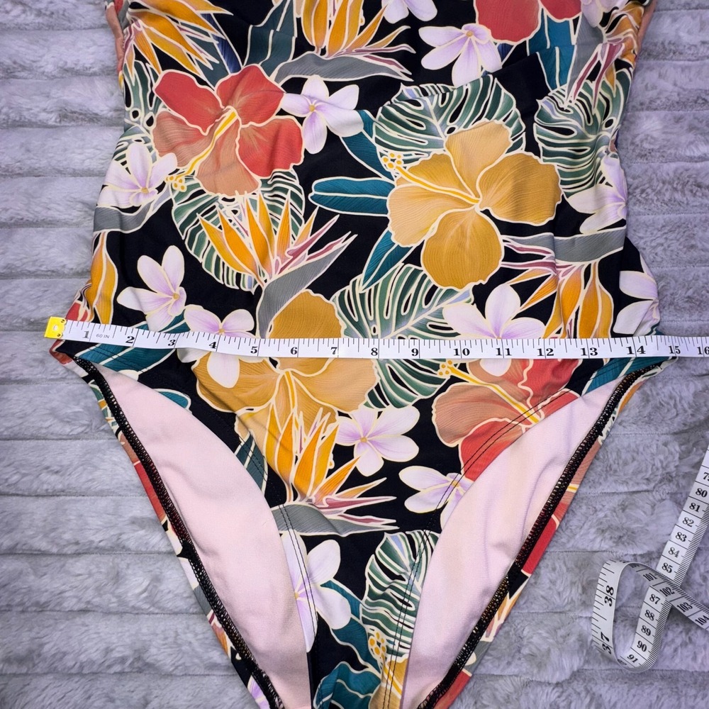 Hurley Caribbean Dreamin One Piece Swimsuit Medium Floral Spaghetti Strap SPF 50 - Picture 6 of 10